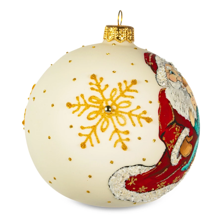 Елочное украшение шар IRENA KO "На руках у Деда Мороза" , d10см, стекло, п/к