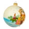 Елочное украшение шар IRENA KO "Бычок с подарком" , d10см, стекло, п/к