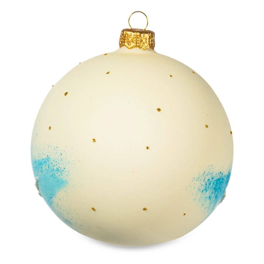 Елочное украшение шар IRENA KO "Бычок с подарком" , d10см, стекло, п/к