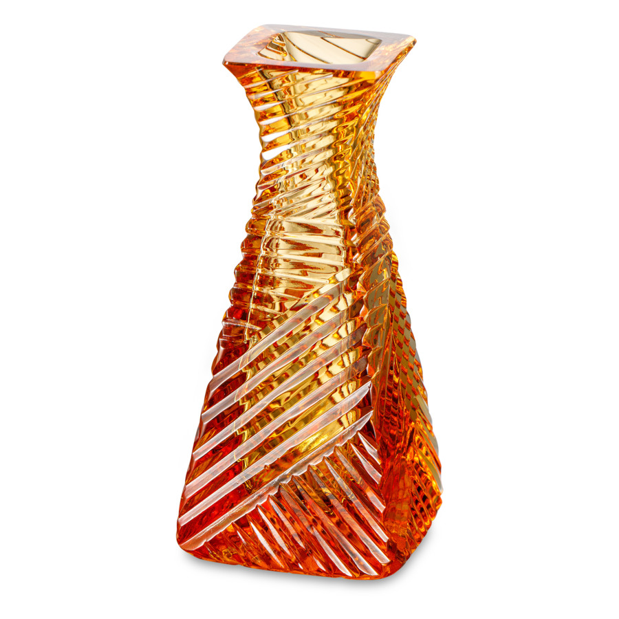 ваза для цветов гхз майская 25 7см хрусталь бирюзовый Ваза для цветов ГХЗ Пирамидка 12,3 см, хрусталь, янтарный