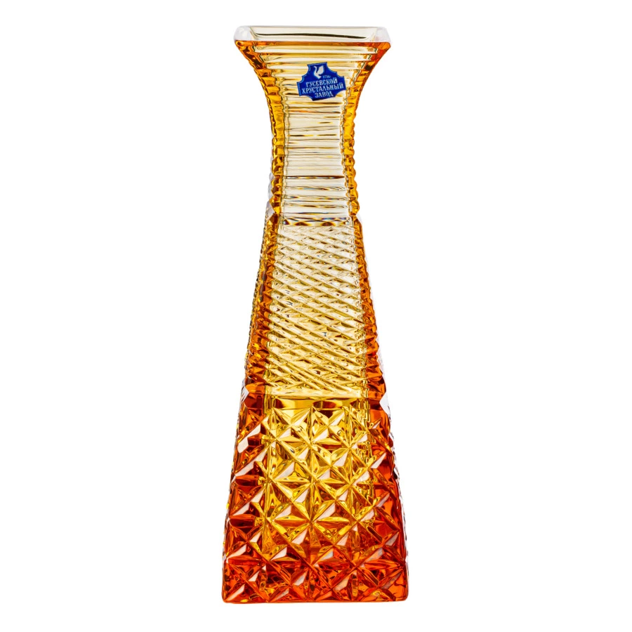 Ваза для цветов ГХЗ Пирамидка 18 см, хрусталь, янтарная