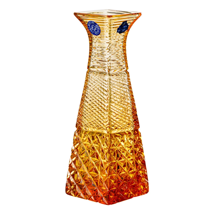 Ваза для цветов ГХЗ Пирамидка 18 см, хрусталь, янтарная