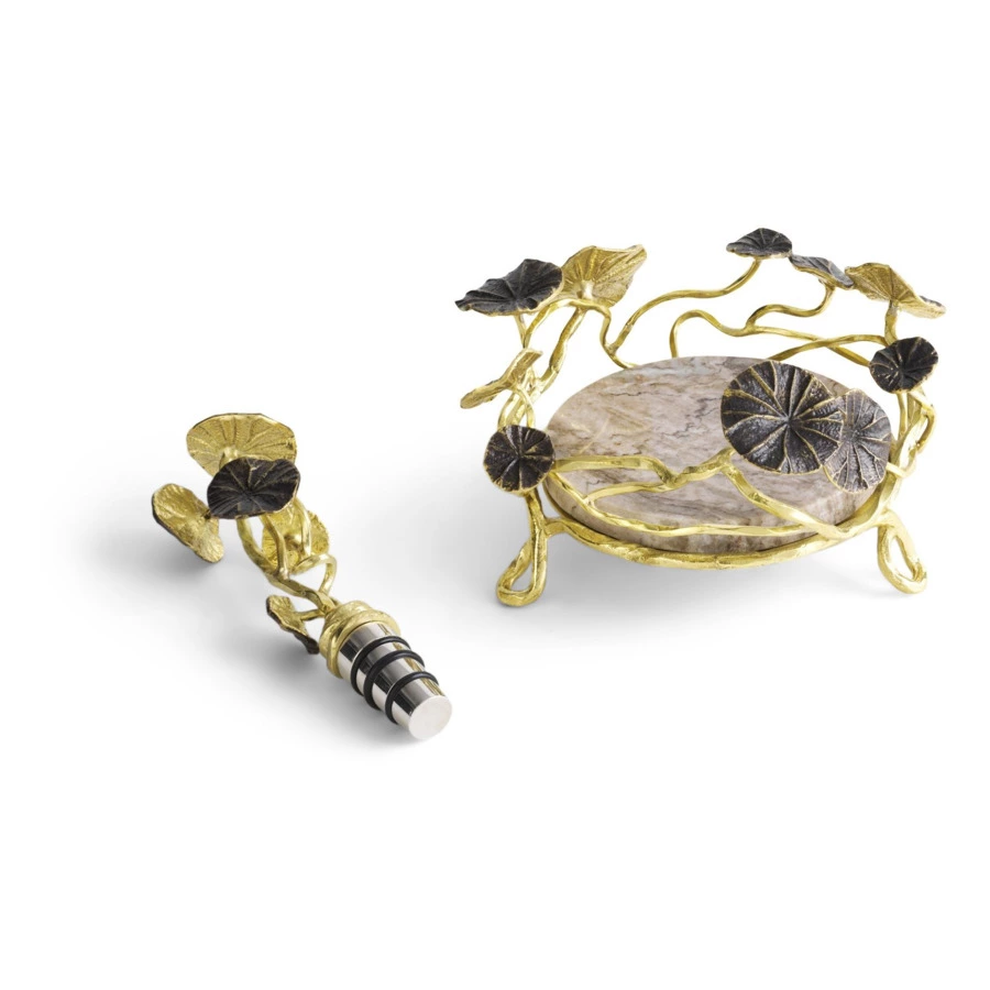 Набор подставка и стоппер для бутылки Michael Aram Michael Aram Сад Моне 15 см, сталь нержавеющая