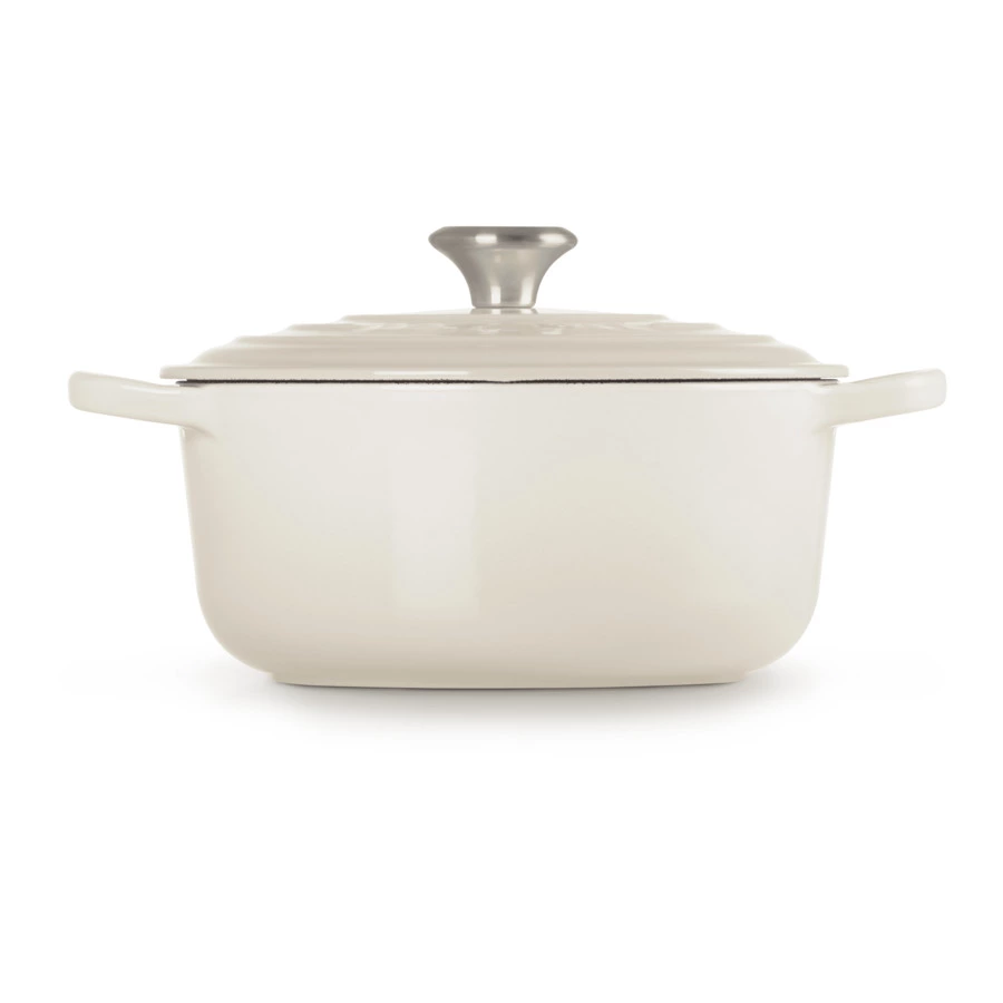 Кастрюля круглая с крышкой Le Creuset, 24см, меренга, чугун