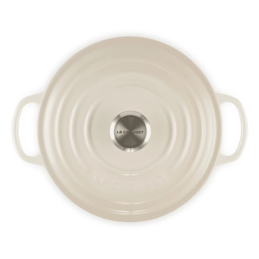 Кастрюля круглая с крышкой Le Creuset, 24см, меренга, чугун