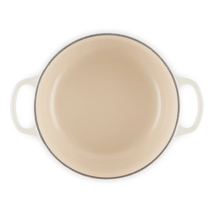 Кастрюля круглая с крышкой Le Creuset, 24см, меренга, чугун