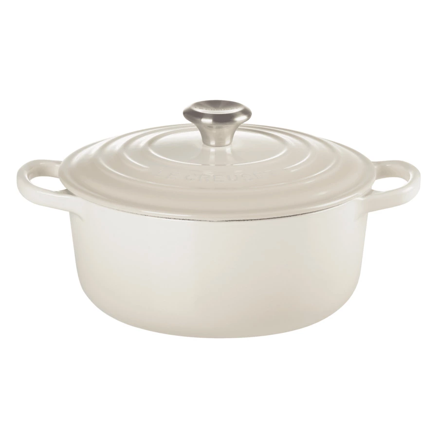 Кастрюля круглая с крышкой Le Creuset, 26см, меренга, чугун