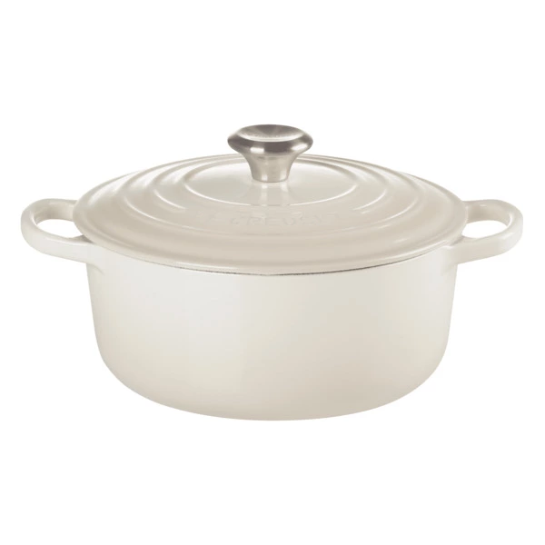 Кастрюля круглая с крышкой Le Creuset, 26см, меренга, чугун