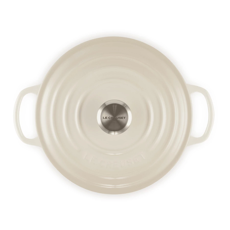 Кастрюля круглая с крышкой Le Creuset, 26см, меренга, чугун