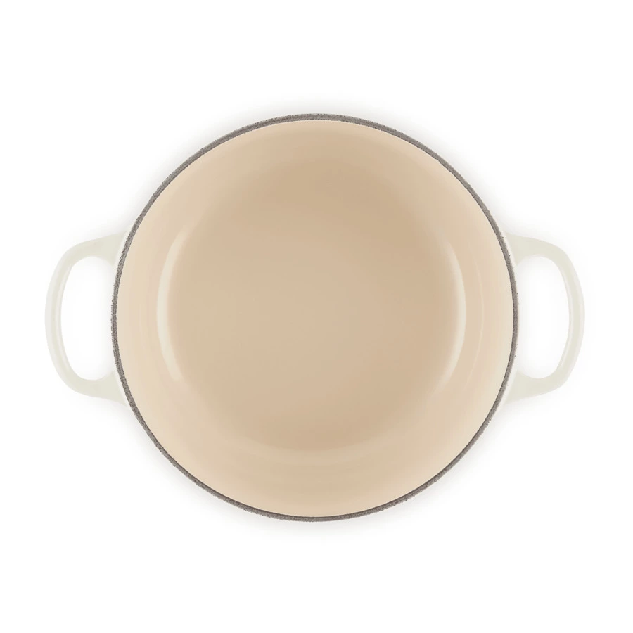 Кастрюля круглая с крышкой Le Creuset, 26см, меренга, чугун
