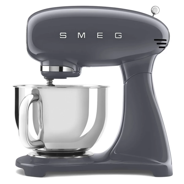 Миксер планетарный SMEG SMF03GREU, 800 Вт, чаша стальная 4,8л, 3 насадки, алюминий литой, серый