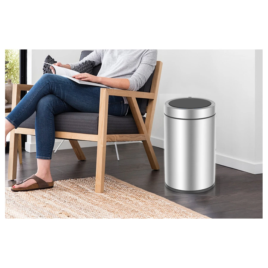 Ведро для мусора сенсорное ЕКО Docomo X 12 л, сталь нержавеющая, серебряный