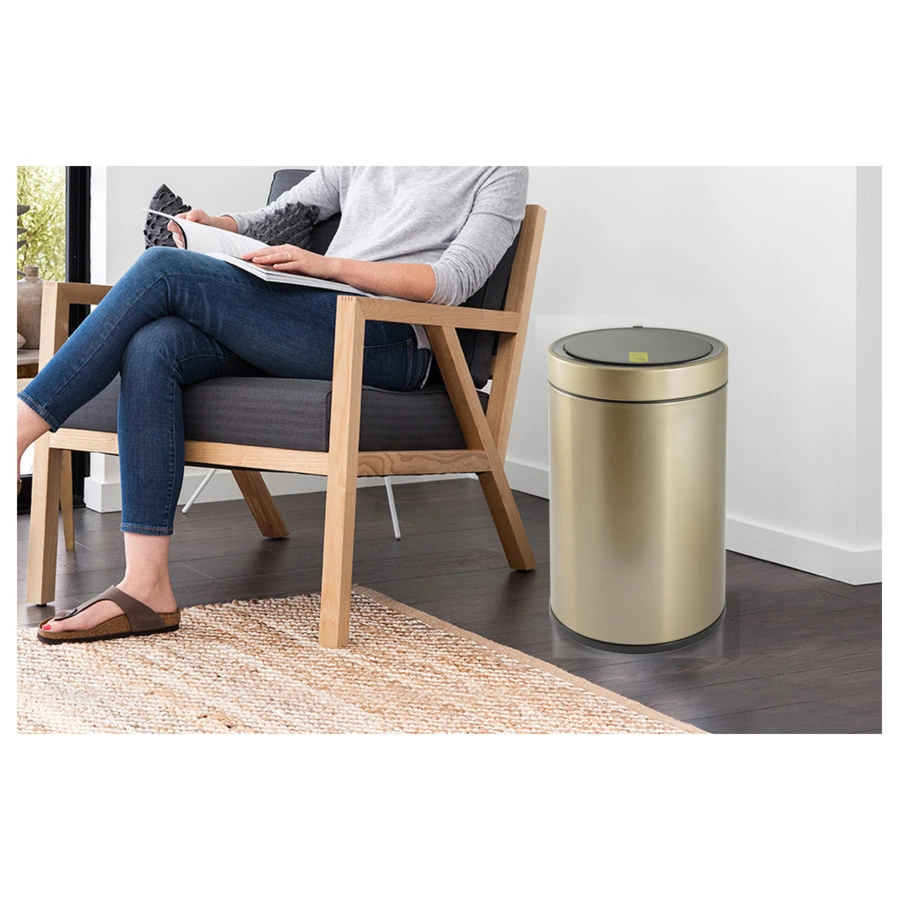 Ведро для мусора сенсорное ЕКО Docomo X 12 л, сталь нержавеющая, шампань