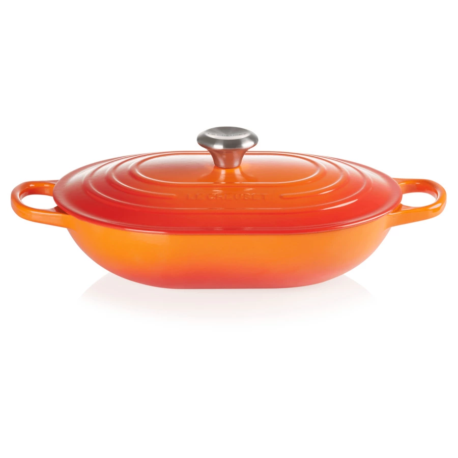 Кастрюля низкая с ручкой Le Creuset Oblong 31см, огненная лава, чугун