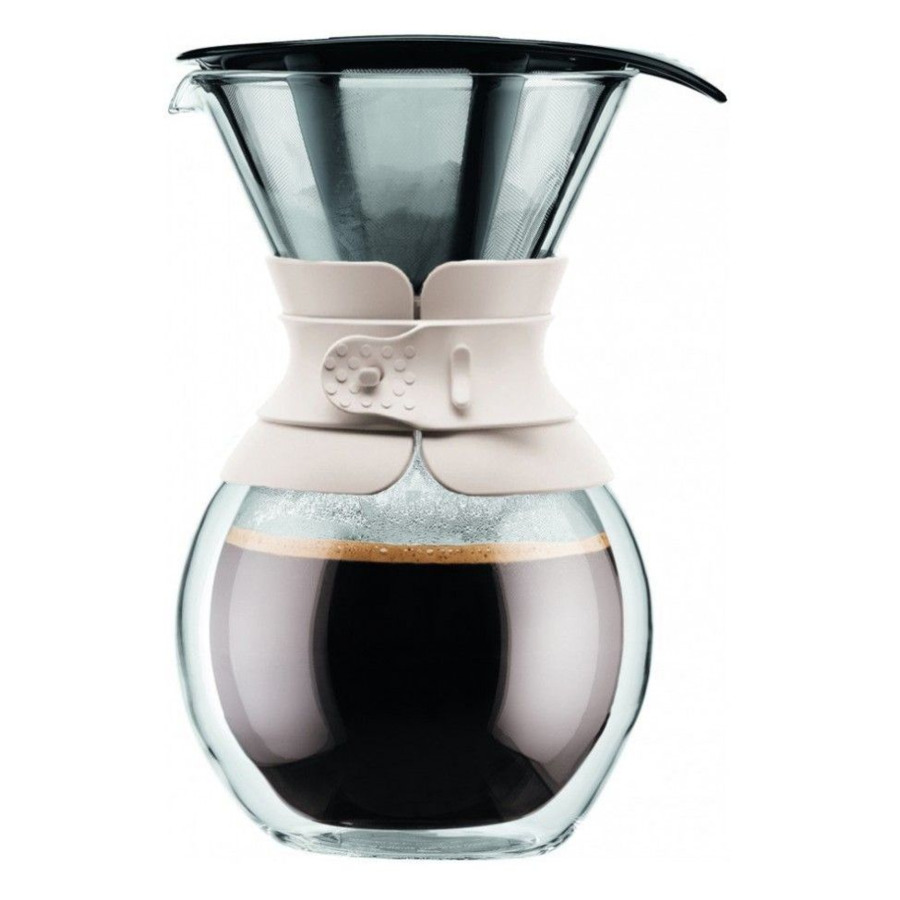 Кофейник с двойными стенками с фильтром BODUM Pour Over 1л, белый