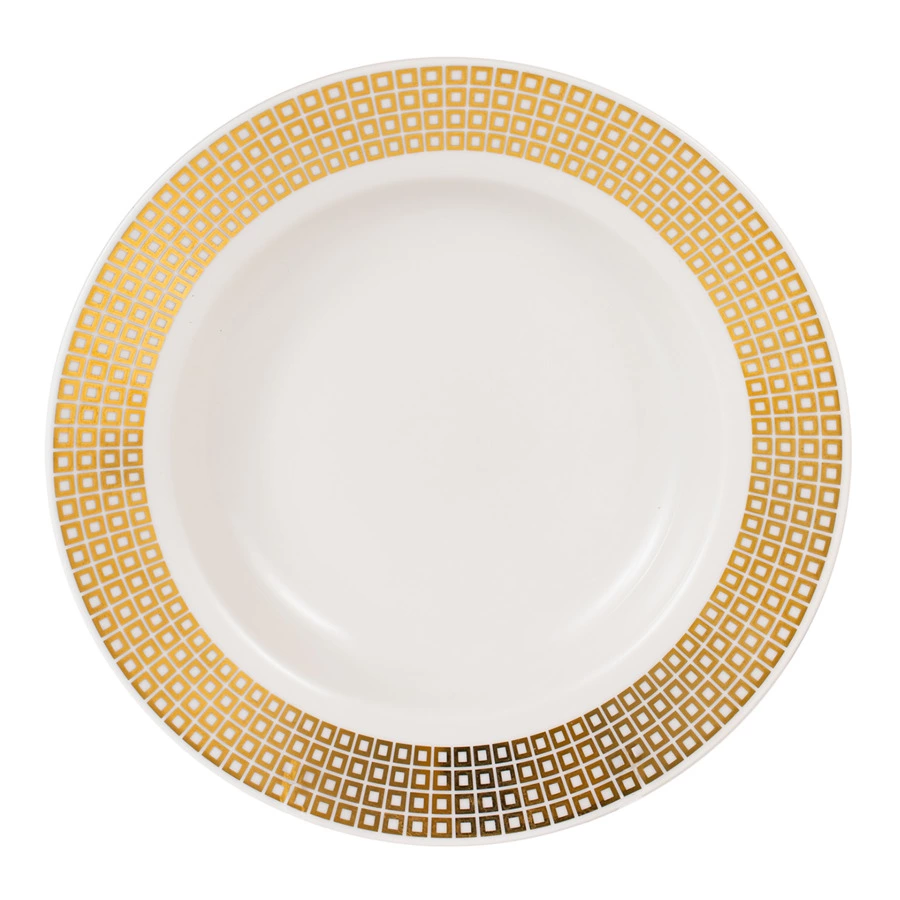 Тарелка глубокая ИФЗ Зазеркалье Квадраты 22 см, фарфор твердый