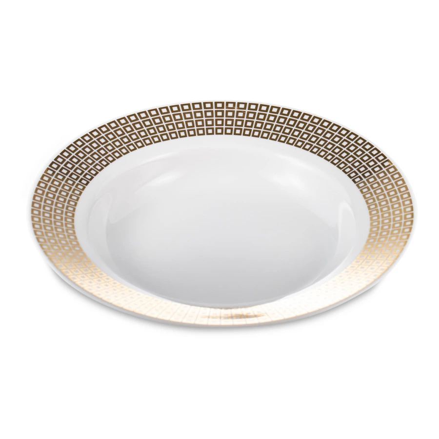 Тарелка глубокая ИФЗ Зазеркалье Квадраты 22 см, фарфор твердый