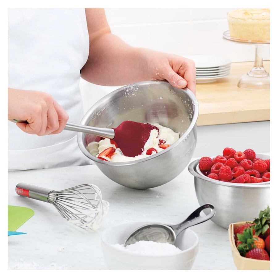 Лопатка со стальной рукоятью Tovolo 32 см, силикон, стальная ручка, красная