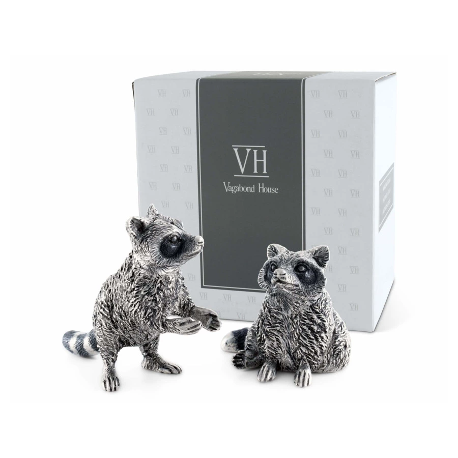 Набор для соли и перца Vagabond House Лесные истории Еноты, олово