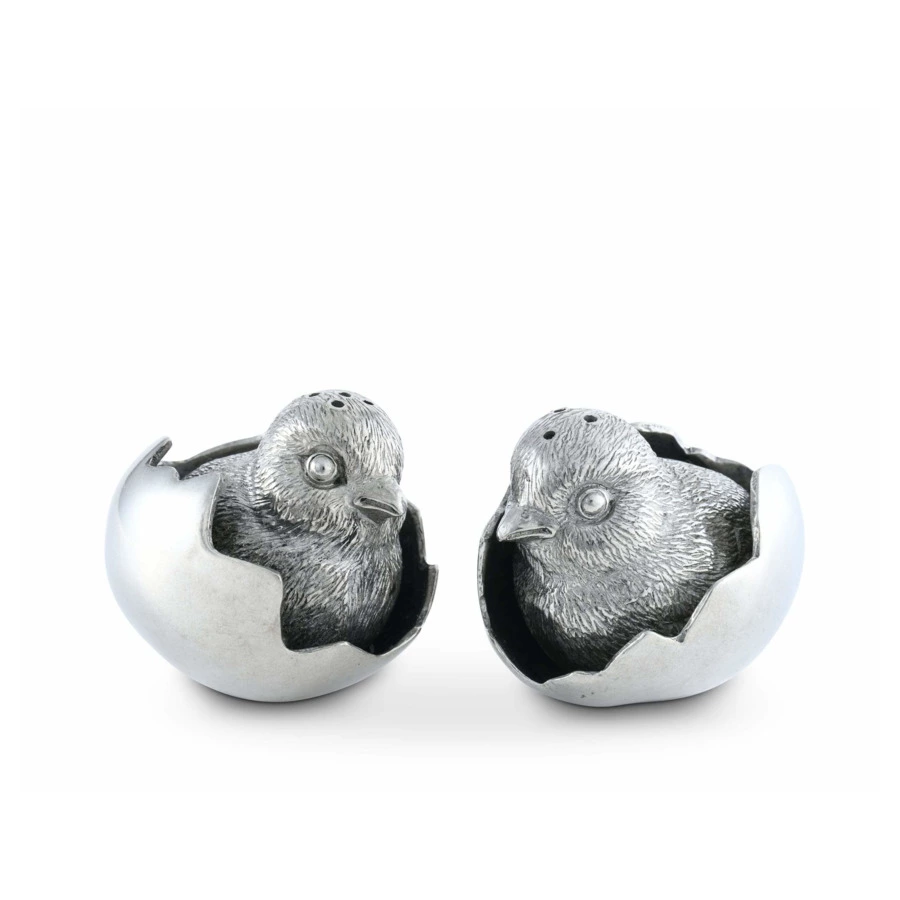 Набор для соли и перца Vagabond House Садовые друзья Цыплята, олово