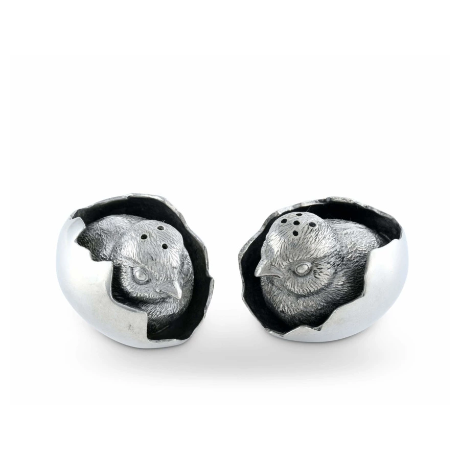 Набор для соли и перца Vagabond House Садовые друзья Цыплята, олово