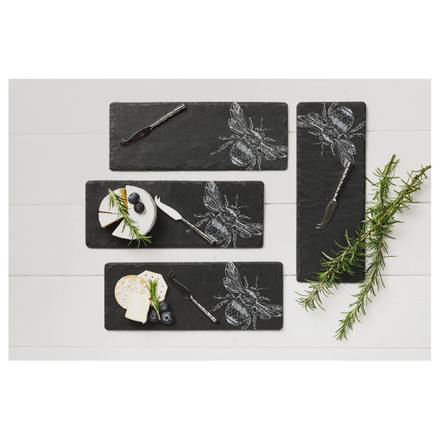 Набор сервировочных досок с ножами The Just Slate Company Пчела 29x11см, 4шт