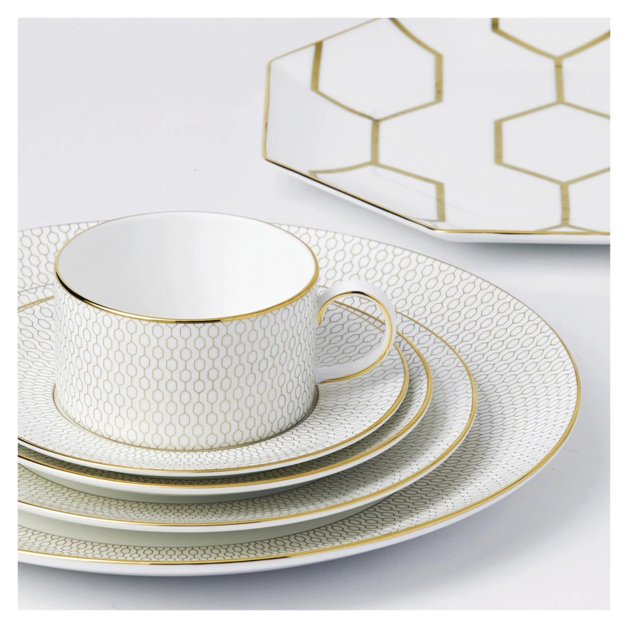 Чашка чайная с блюдцем Wedgwood Джио Голд 220 мл, фарфор