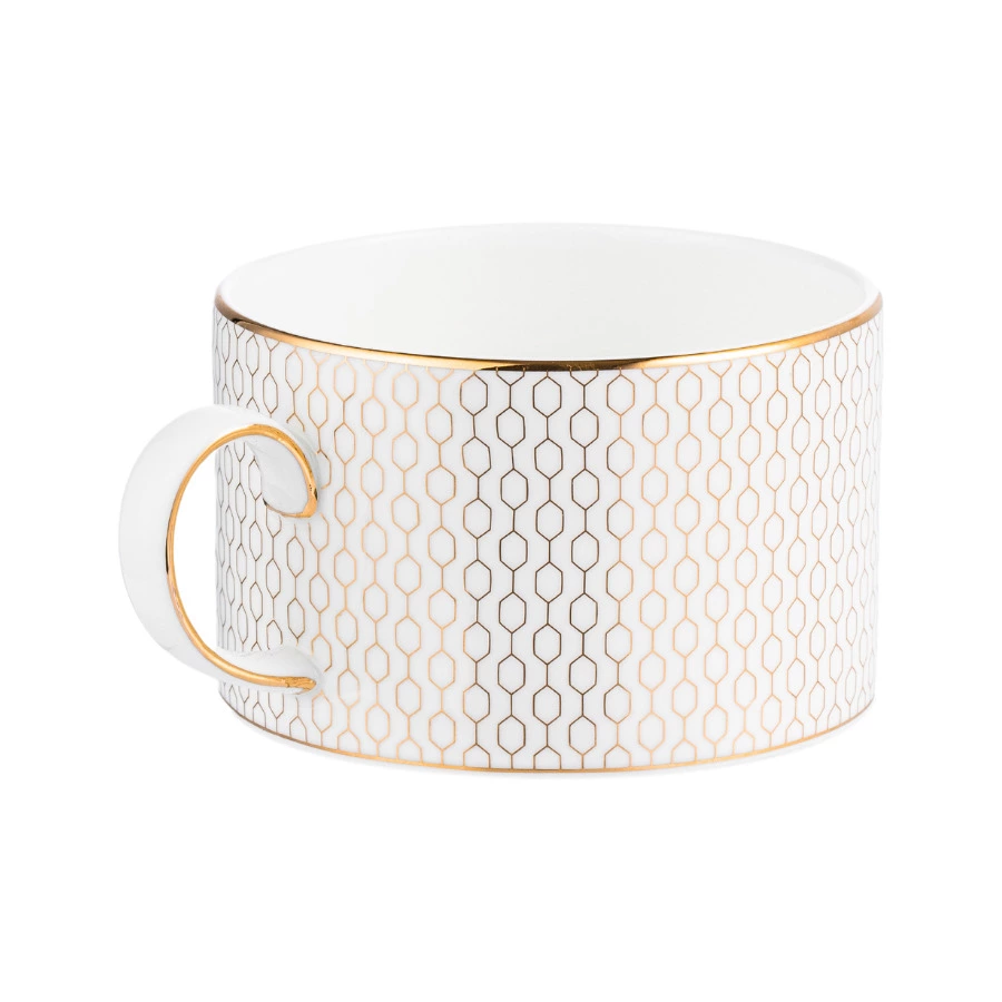 Чашка чайная с блюдцем Wedgwood Джио Голд 220 мл, фарфор