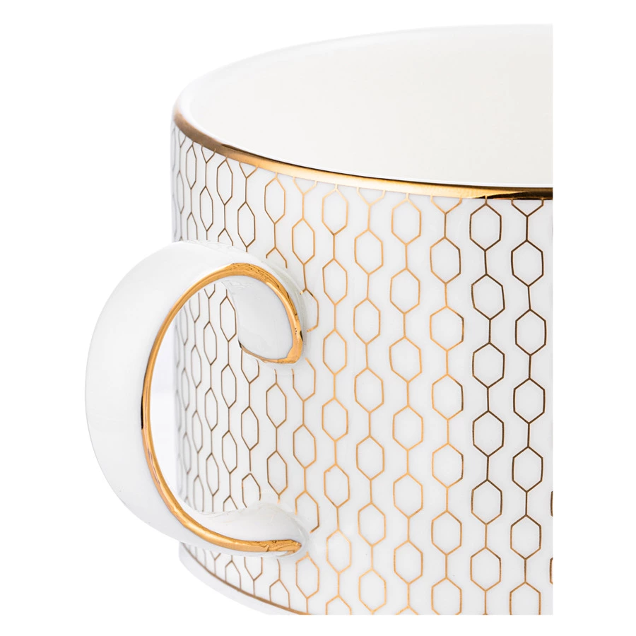 Чашка чайная с блюдцем Wedgwood Джио Голд 220 мл, фарфор