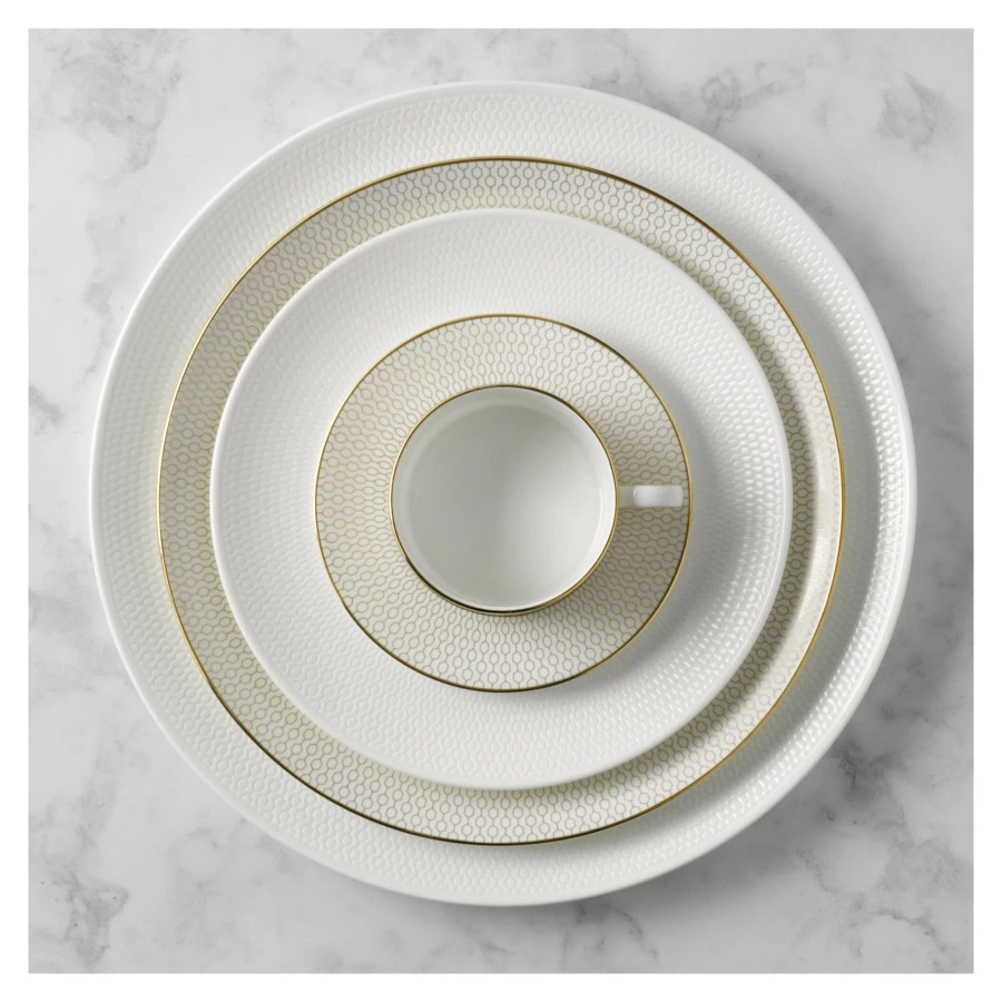 Чашка чайная с блюдцем Wedgwood Джио Голд 220 мл, фарфор