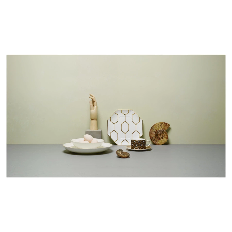 Чашка чайная с блюдцем Wedgwood Джио Голд 220 мл, фарфор