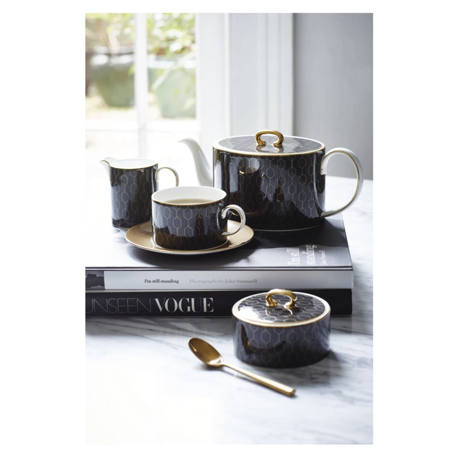 Чашка чайная с блюдцем Wedgwood Джио Голд 220 мл, фарфор