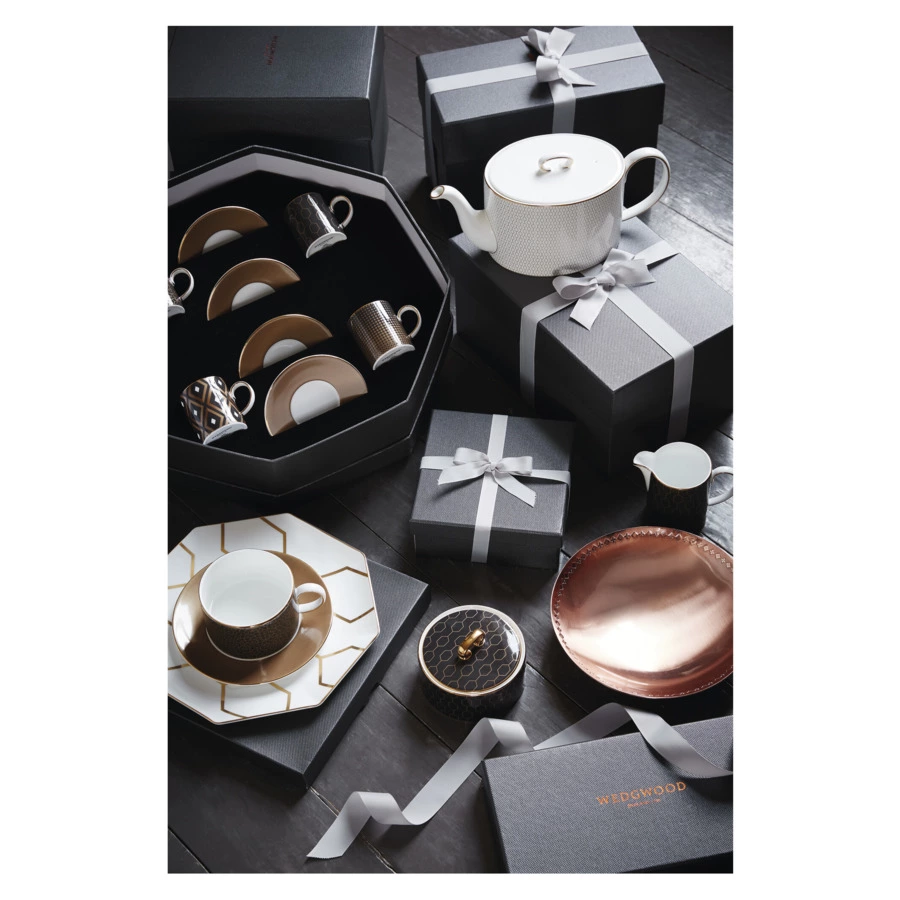 Чашка чайная с блюдцем Wedgwood Джио Голд 220 мл, фарфор