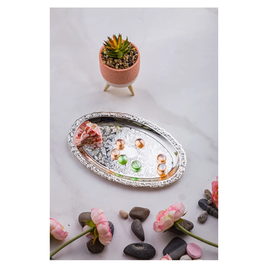 Поднос овальный Queen Anne 23x15см, сталь, посеребрение