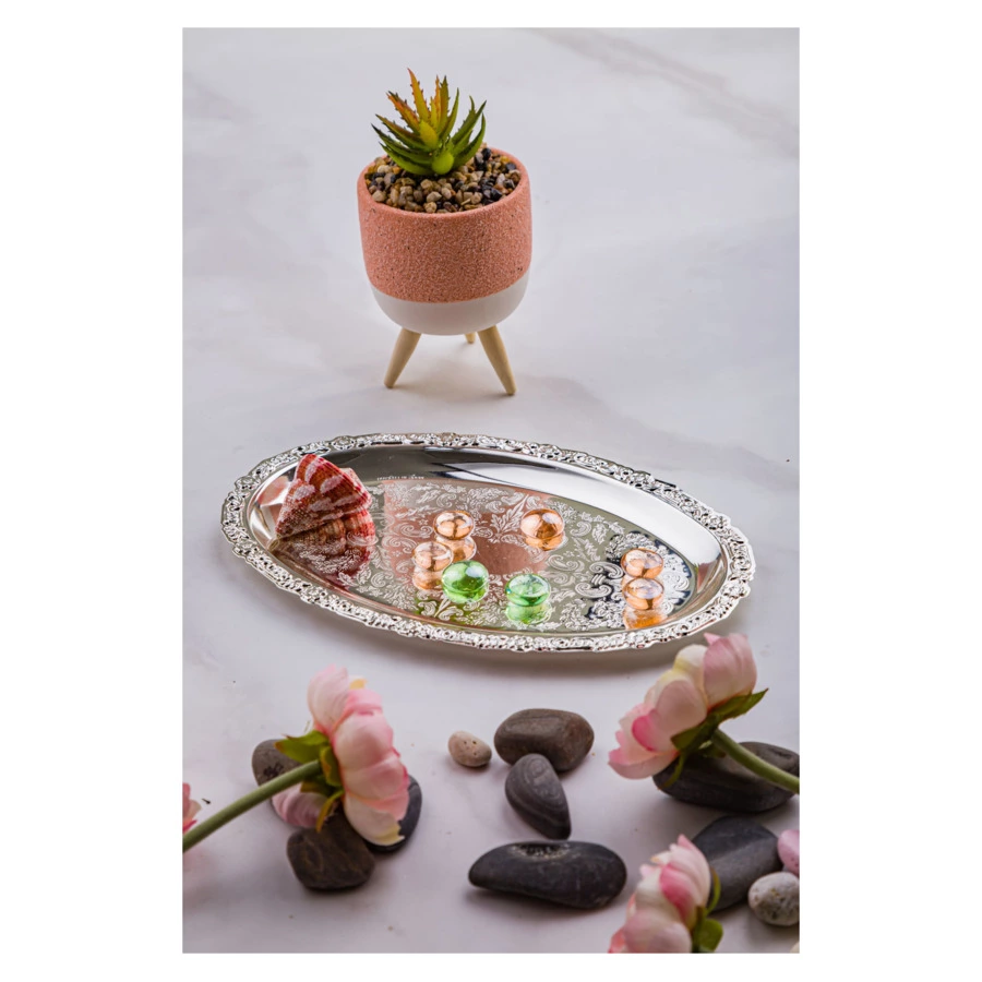 Поднос овальный Queen Anne 23x15см, сталь, посеребрение