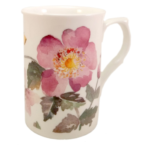 Кружка Just Mugs Луг Розовые цветы 320мл, фарфор костяной