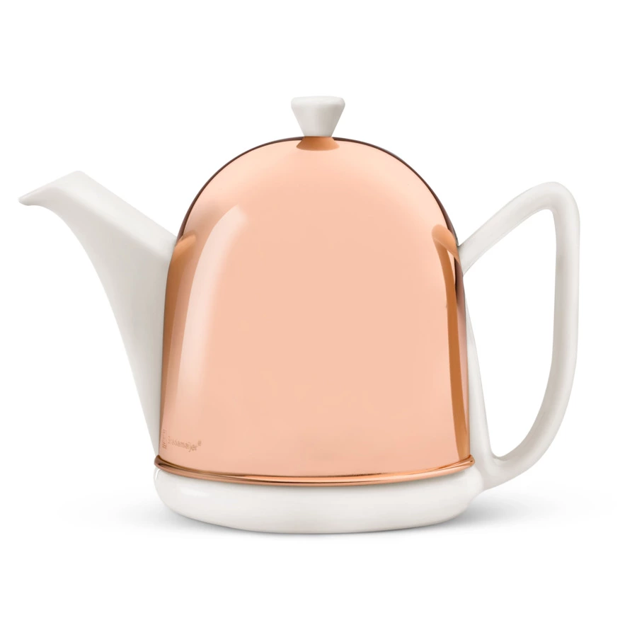 Чайник заварочный Bredemeijer Manto c фильтром,1 л, керамика, в медном глянцевом корпусе, белый