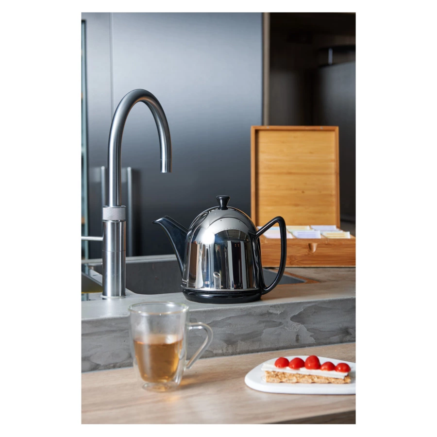 Чайник заварочный Bredemeijer Manto c фильтром, 1 л, керамика, в стальном глянцевом корпусе, черный