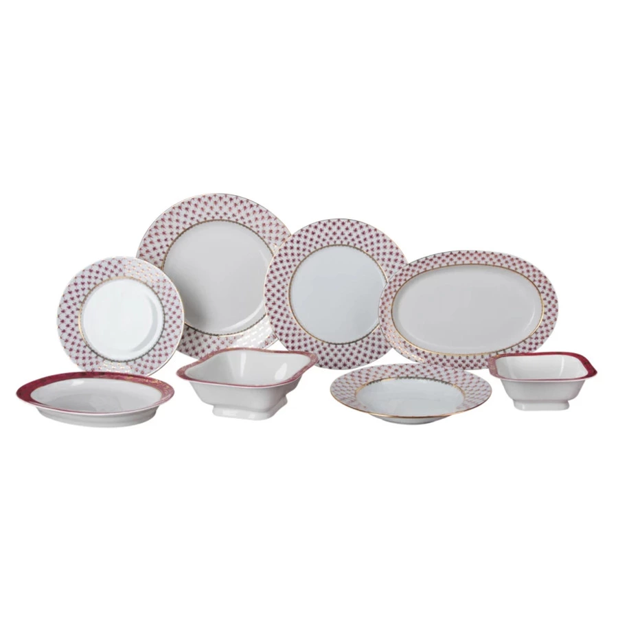 Сервиз столовый ИФЗ Сетка-Блюз-2 Молодежная на 6 персон 24 предмета, фарфор твердый