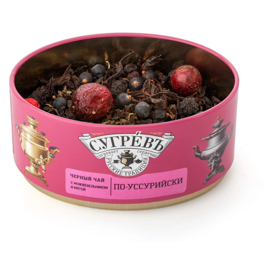 Набор чая листового в жестяной банке с леденцами СУГРЕВЪ 165 г