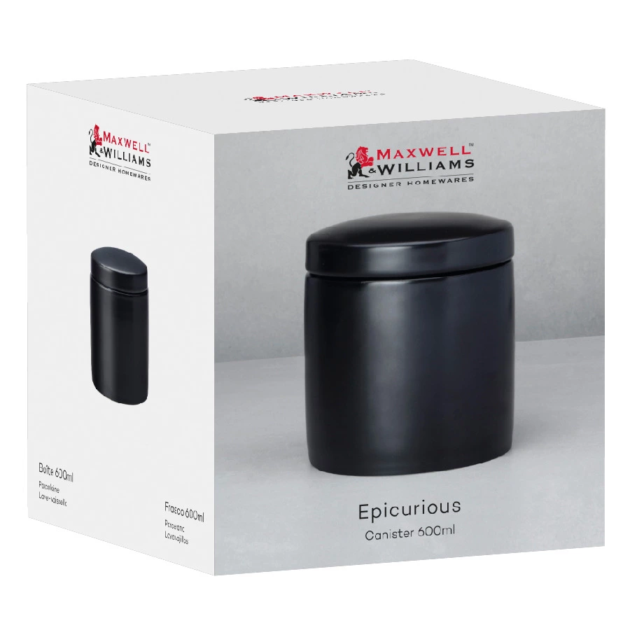 Банка для сыпучих продуктов Maxwell & Williams Эпикур 0,6л, черный, фарфор