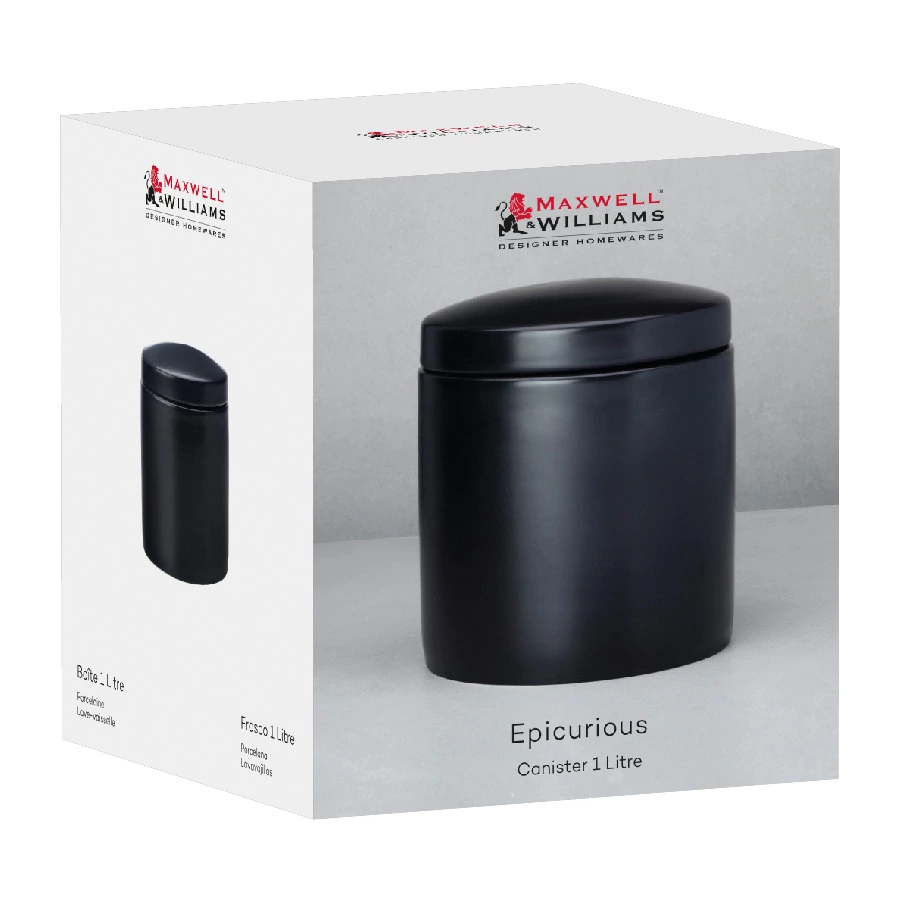 Банка для сыпучих продуктов Maxwell & Williams Эпикур 1 л, черный, фарфор