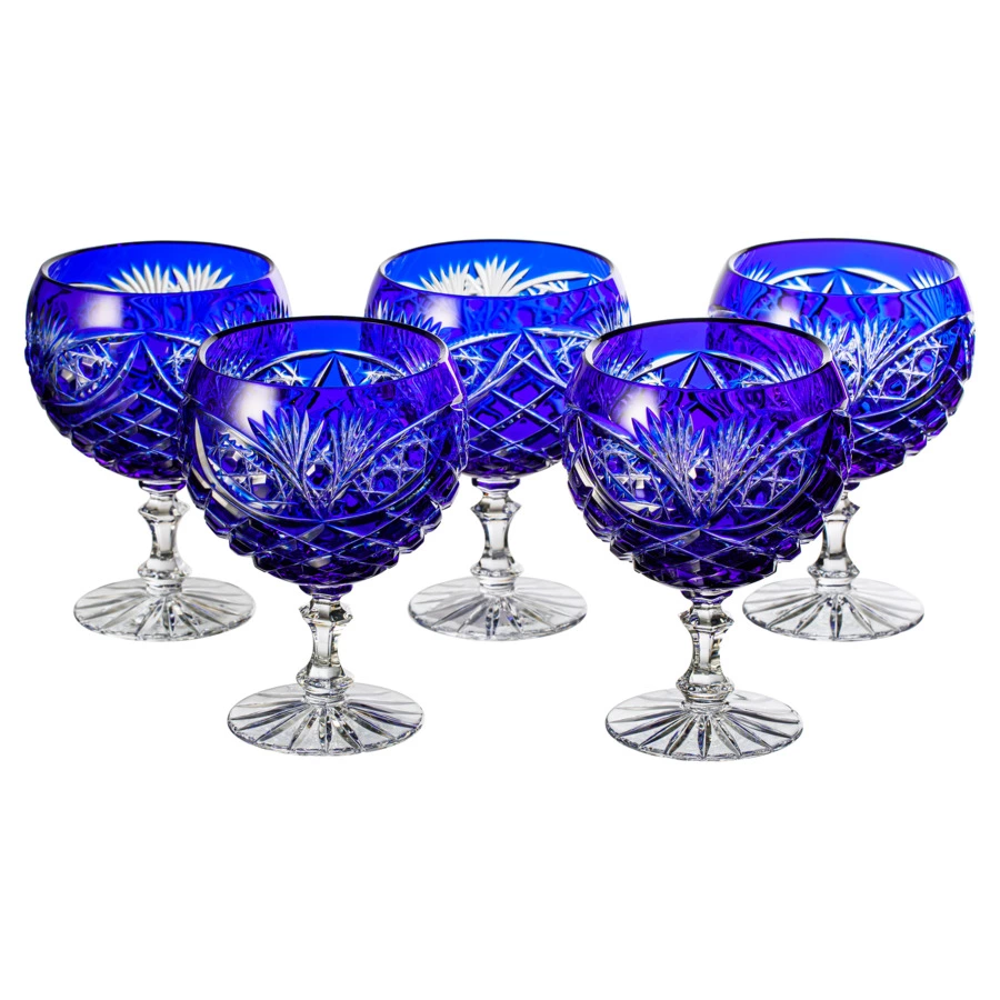 Набор бокалов для бренди ГХЗ Фараон 350 мл, 6 шт, хрусталь, синий