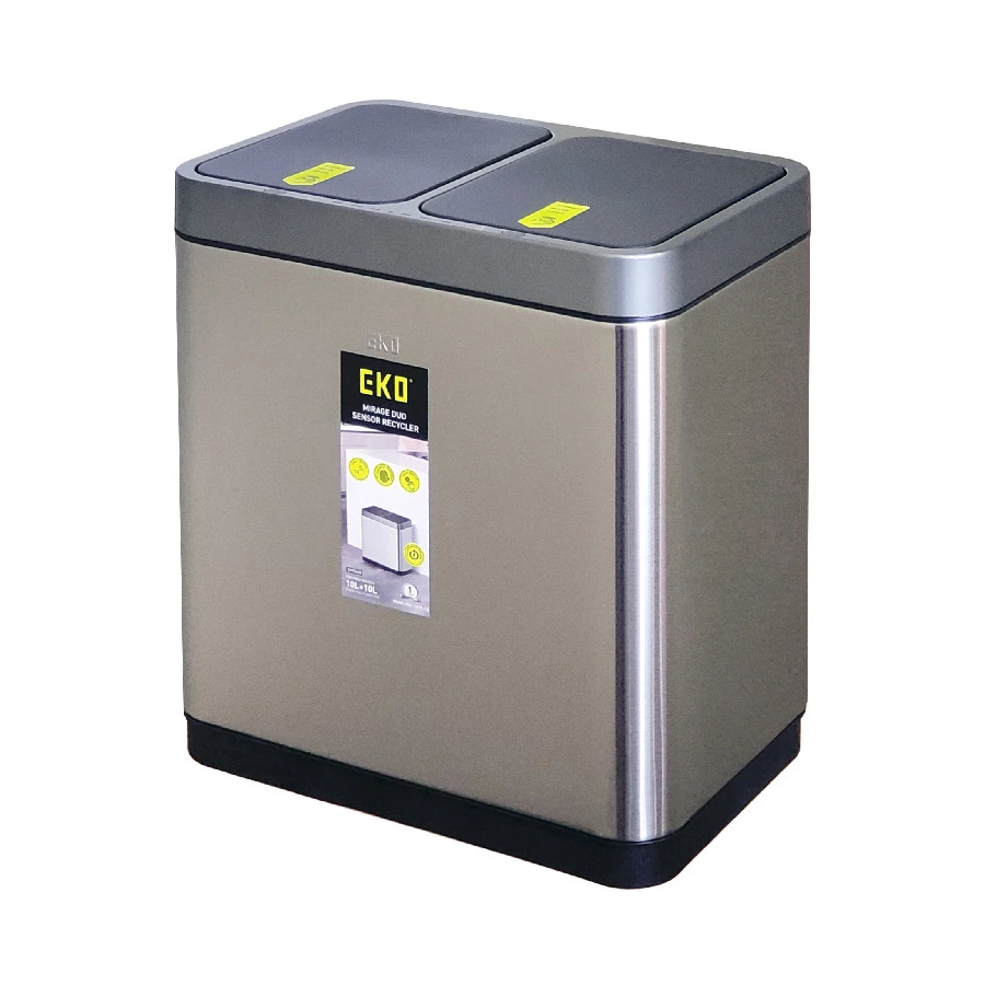 Ведро для мусора сенсорное с раздельным сбором EKO Mirage DUO 20 л, сталь нержавеющая