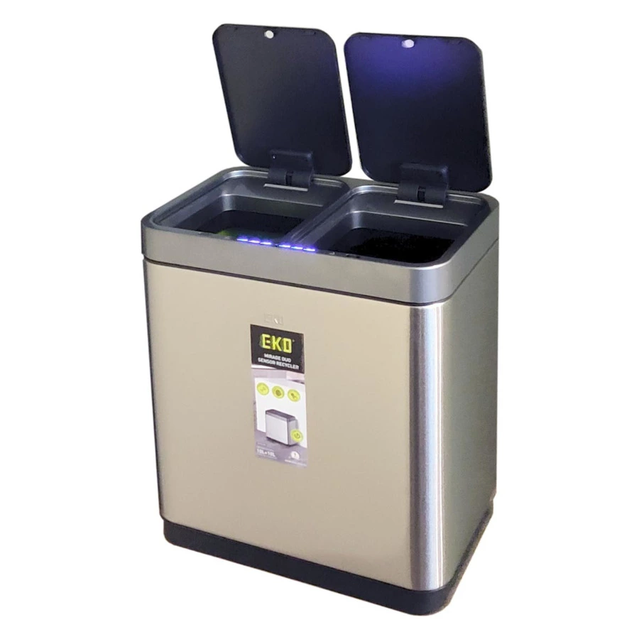 Ведро для мусора сенсорное с раздельным сбором EKO Mirage DUO 20 л, сталь нержавеющая