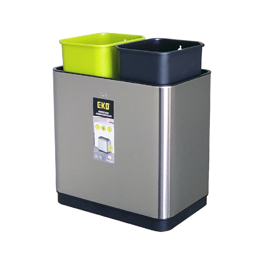 Ведро для мусора сенсорное с раздельным сбором EKO Mirage DUO 20 л, сталь нержавеющая
