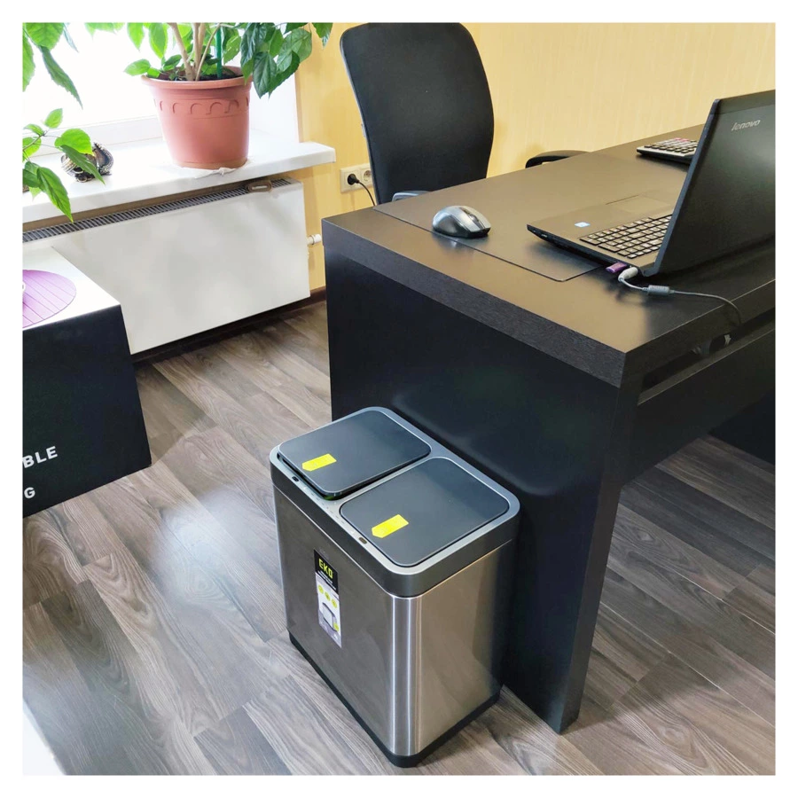 Ведро для мусора сенсорное с раздельным сбором EKO Mirage DUO 20 л, сталь нержавеющая