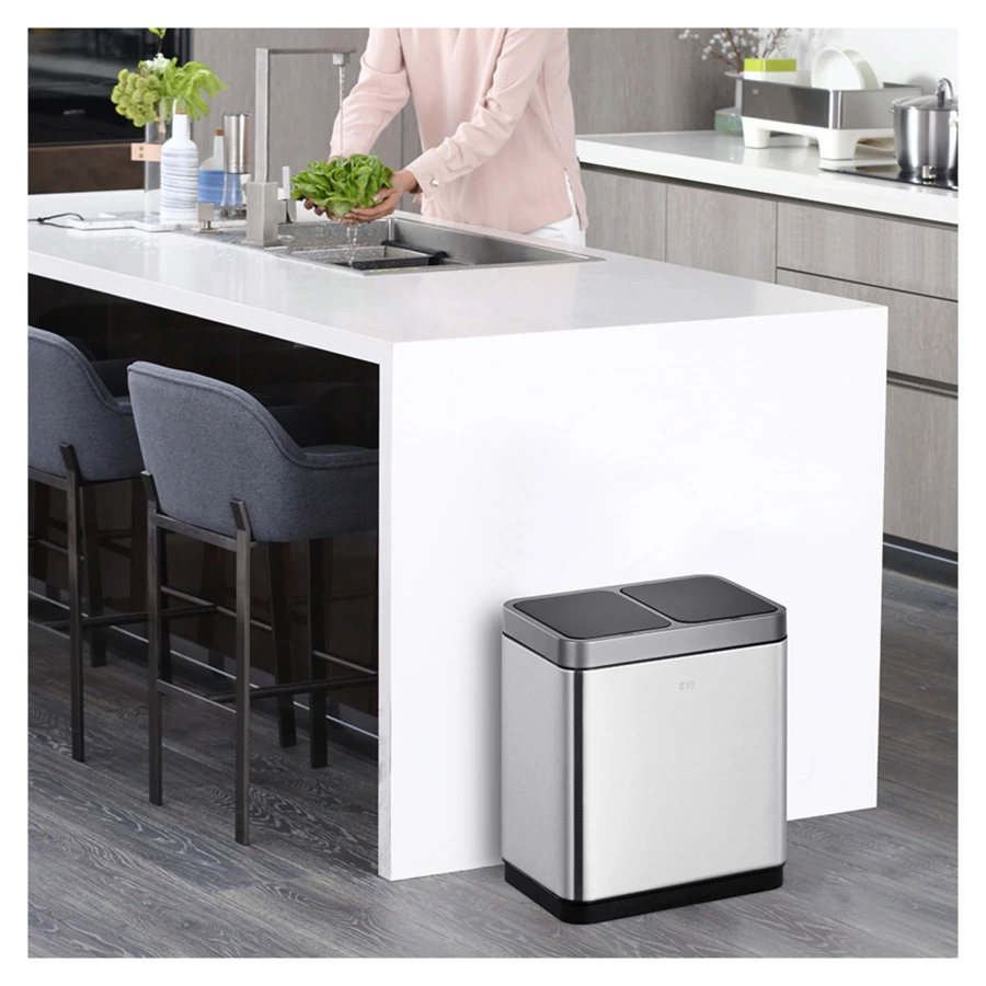 Ведро для мусора сенсорное с раздельным сбором EKO Mirage DUO 20 л, сталь нержавеющая