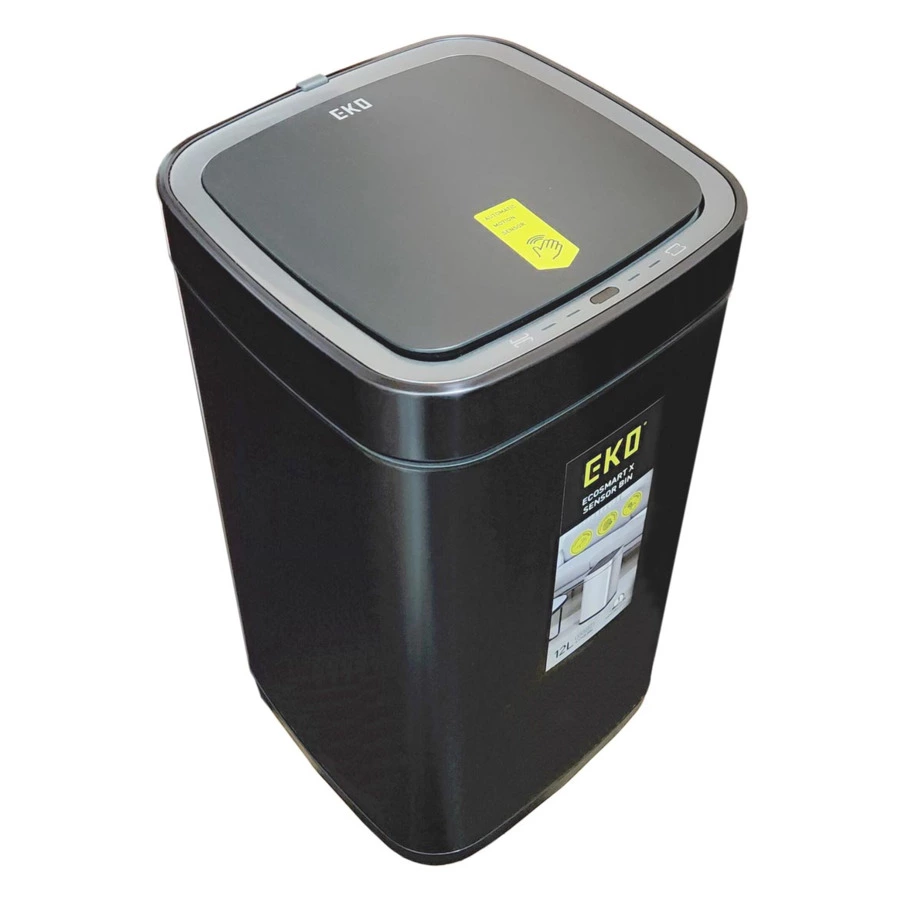 Ведро для мусора сенсорное EKO Ecosmart X 12 л, сталь нержавеющая, черный сатин