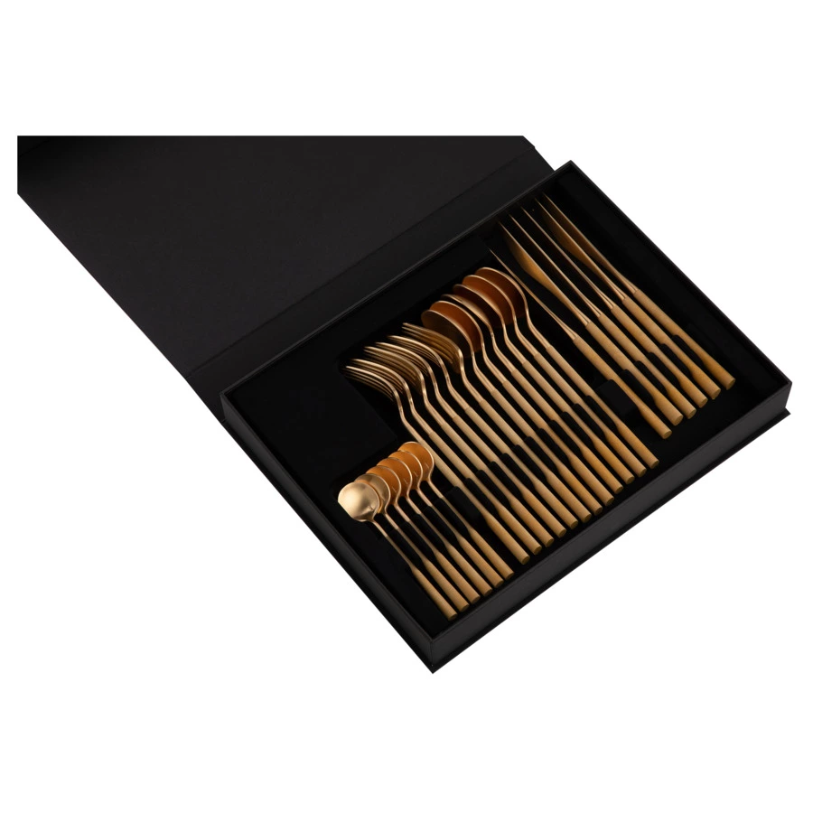 Набор столовых приборов Belo Inox NEO Mustard Розовое золото на 6 персон 24 предмета, сталь, п/к